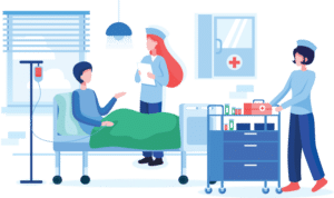 Vector illustration of care given for a patient affected by stroke