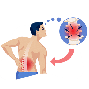 Vector image of a person worrying about chronic spinal pain