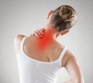 Woman getting neck pain